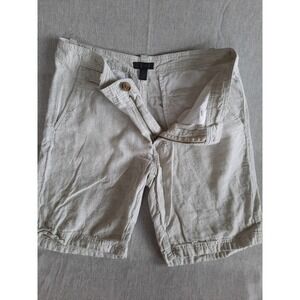 14th‎ & Union Mens 32 Slim Fit Flat Front Linen Shorts Heather Cream High Rise